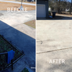before and after driveway cleaning